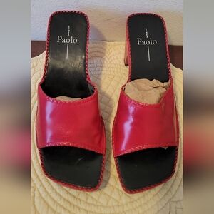 Paolo Red Leather Women's Mules